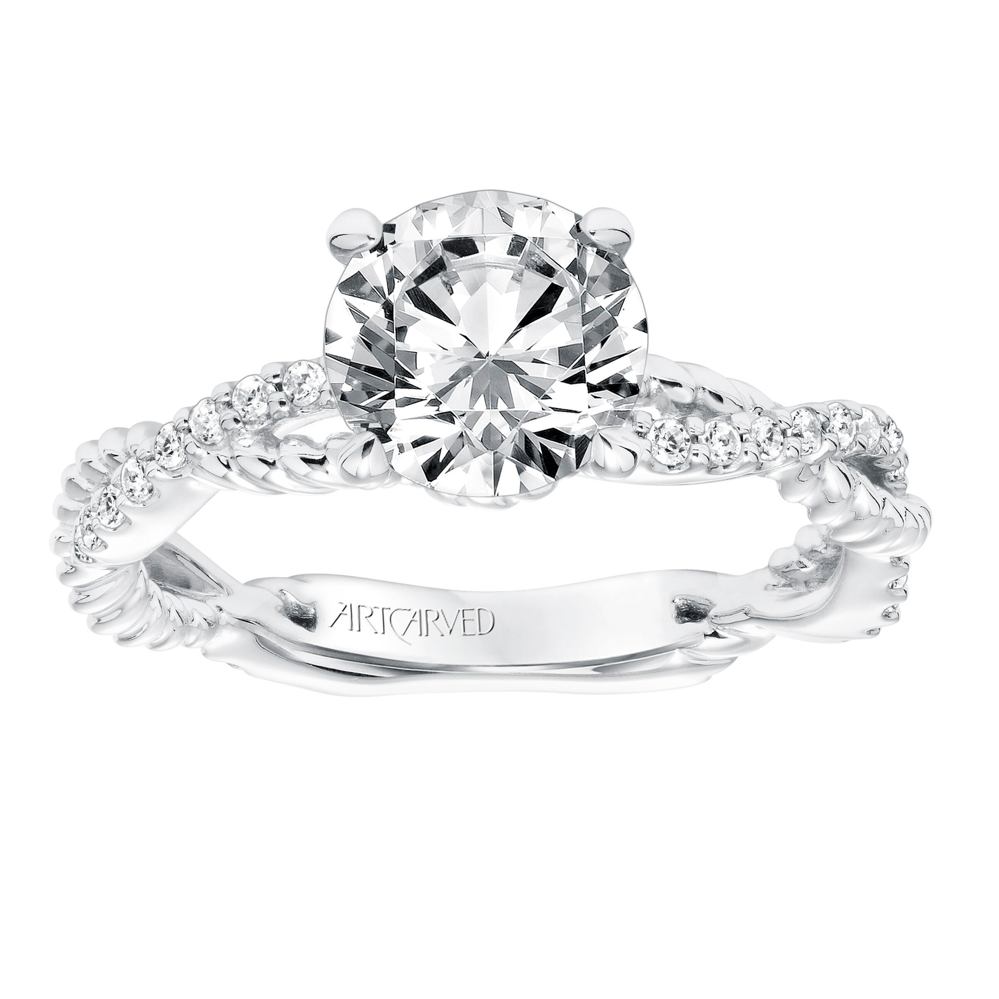 Artcarved Contemporary 1/5 ct. tw. Diamond Semi-Mount Engagement Ring with Twisted Band in 14K White Gold
