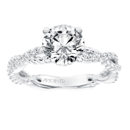 Artcarved Contemporary 1/5 ct. tw. Diamond Semi-Mount Engagement Ring with Twisted Band in 14K White Gold