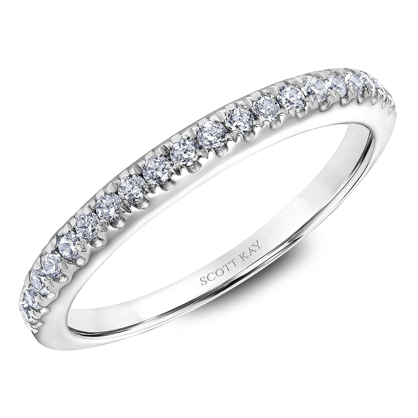 Scott Kay 1/5 ct. tw. Round Diamond Wedding Band in 14K White Gold front view