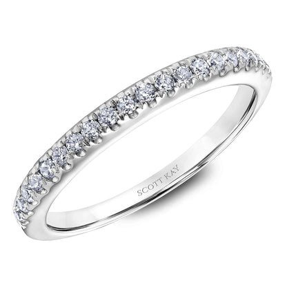 Scott Kay 1/5 ct. tw. Round Diamond Wedding Band in 14K White Gold front view