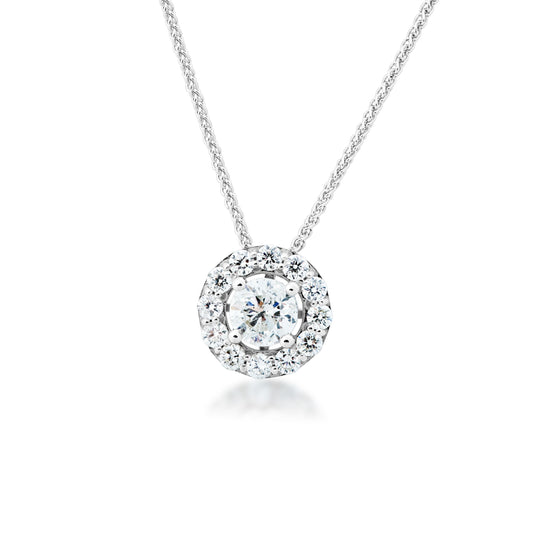 1 ct. tw. Round Brilliant Diamond Halo Pendant in 10K White Gold