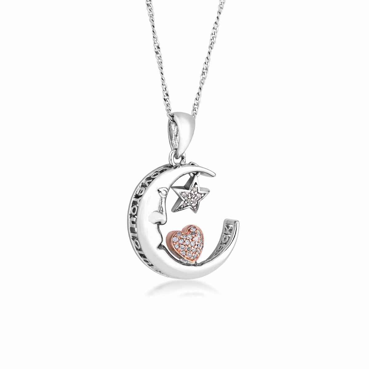1/10 ct. tw. Diamond Love You To The Moon & Back Pendant in Sterling Silver