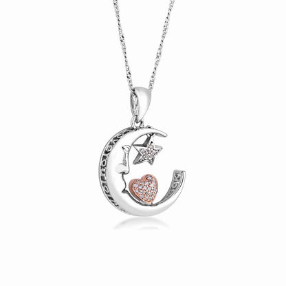 1/10 ct. tw. Diamond Love You To The Moon & Back Pendant in Sterling Silver