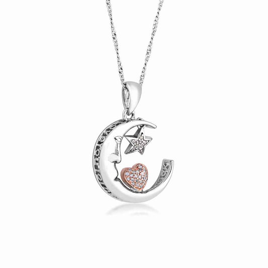 1/10 ct. tw. Diamond Love You To The Moon & Back Pendant in Sterling Silver