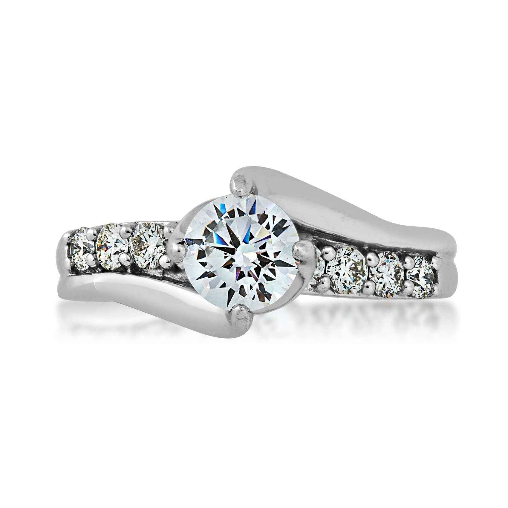 Natural 1-1/2 ct. tw. Round Brilliant Diamond Engagement Ring in 14K White Gold front view