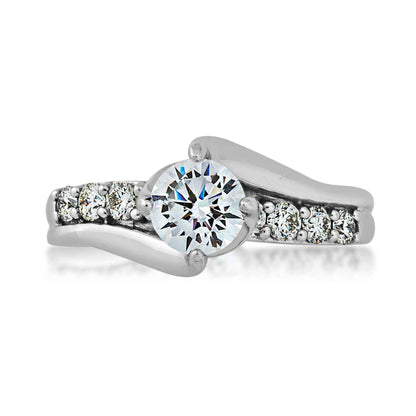 Natural 1-1/2 ct. tw. Round Brilliant Diamond Engagement Ring in 14K White Gold front view