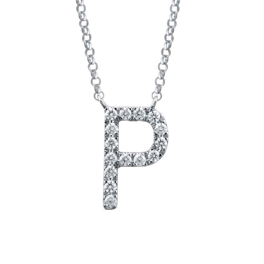 1/10 ct. tw. Diamond Letter P 10mm Pendant in 10K White Gold
