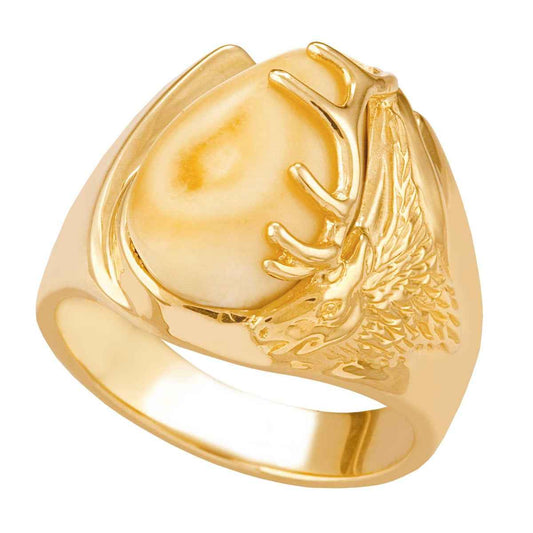 Men's Elk Ivory Ring in 14K Yellow Gold - I41756 Bighorn