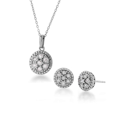 1/2 ct. tw. Diamond Pendant and Earring Box Set in Sterling Silver
