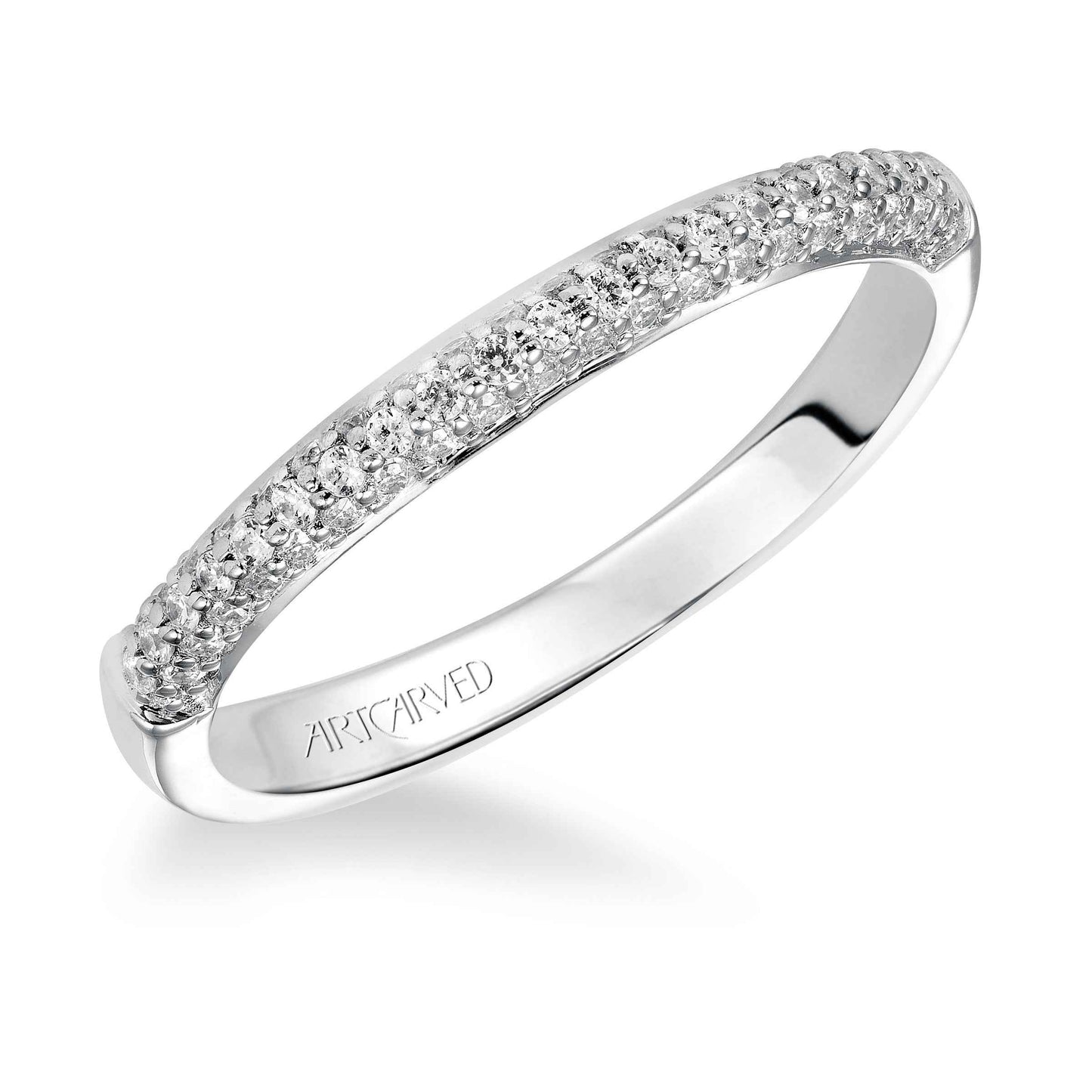 ArtCarved Contemporary 1/3 ct. tw. Diamond Wedding Band in 14K White Gold front view