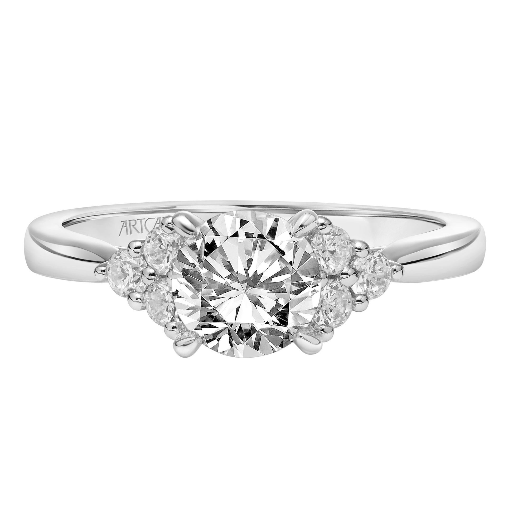 Artcarved Classic 1/4 ct. tw. 3-Stone Accent Diamond Semi-Mount Engagement Ring in 14K White Gold