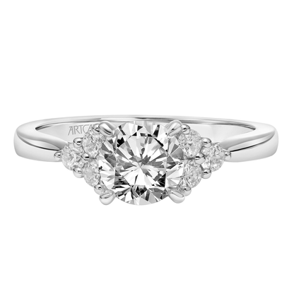 Artcarved Classic 1/4 ct. tw. 3-Stone Accent Diamond Semi-Mount Engagement Ring in 14K White Gold