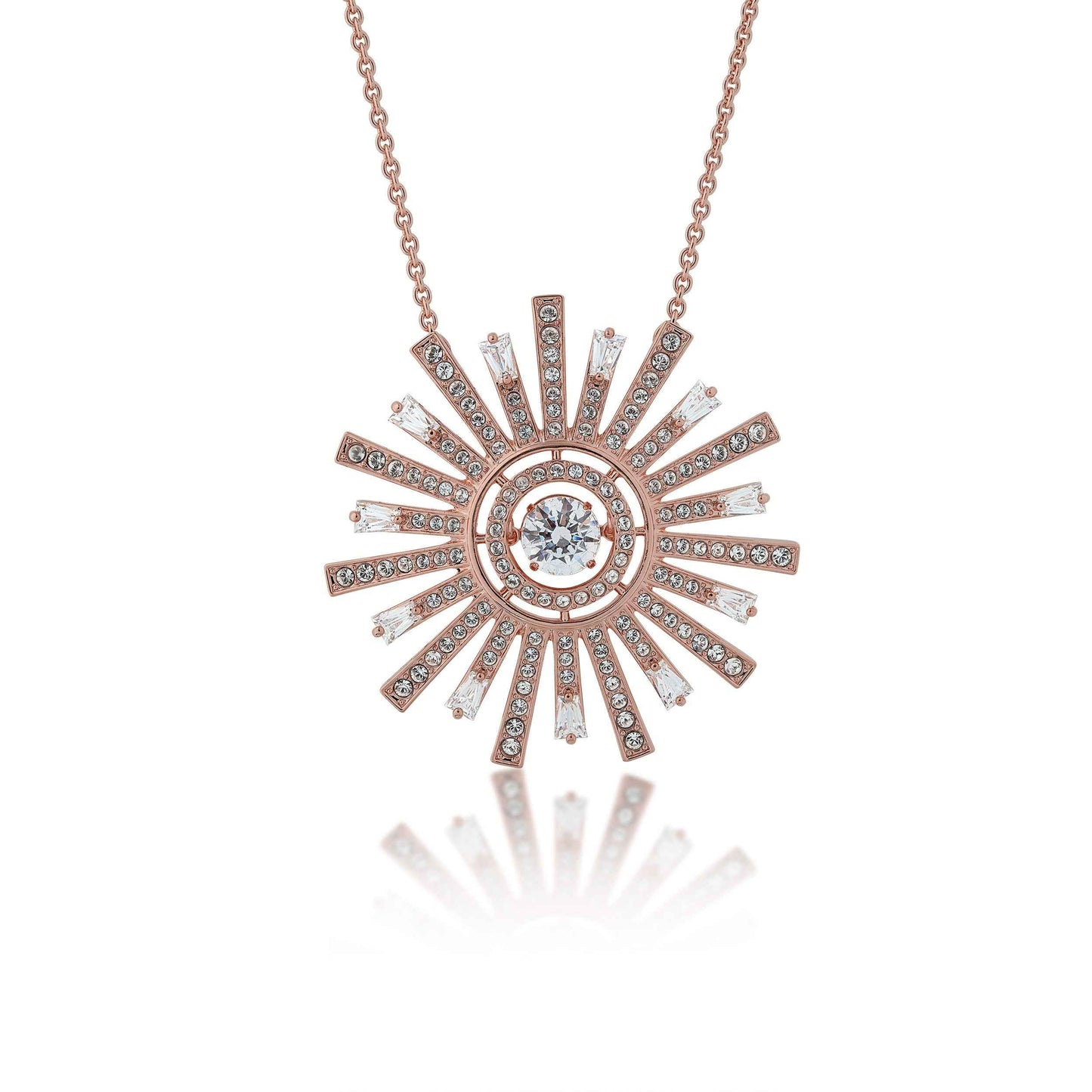 Swarovski Sunshine Collection White Crystal Necklace in Rose Plating