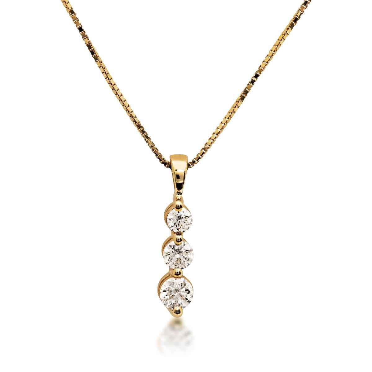3-Stone 1 ct. tw. Diamond Pendant in 14K Yellow Gold