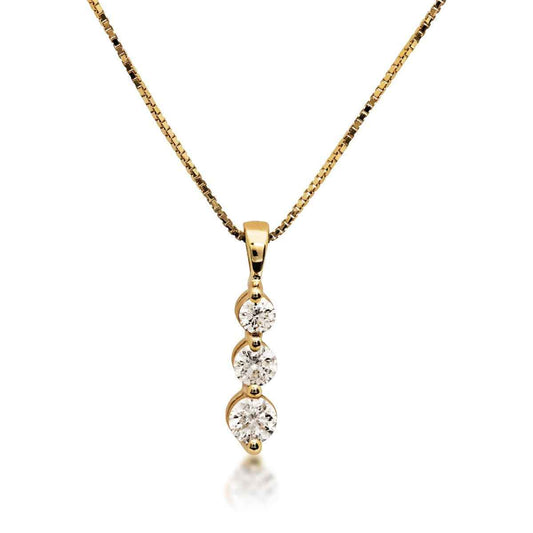 3-Stone 1 ct. tw. Diamond Pendant in 14K Yellow Gold