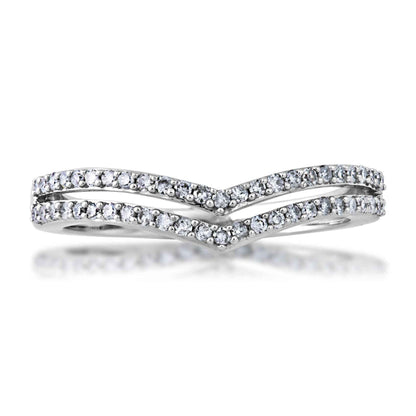 Perfect Match 1/4 ct. tw. Chevron Style Diamond Stackable Anniversary Band in 10K White Gold close-up detail