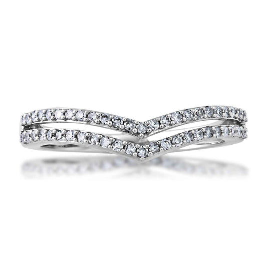 Perfect Match 1/4 ct. tw. Chevron Style Diamond Stackable Anniversary Band in 10K White Gold close-up detail