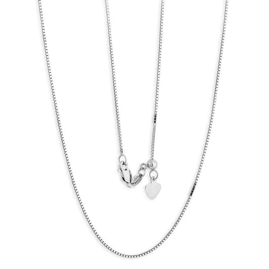 Ladies' Adjustable White Gold Box Chain