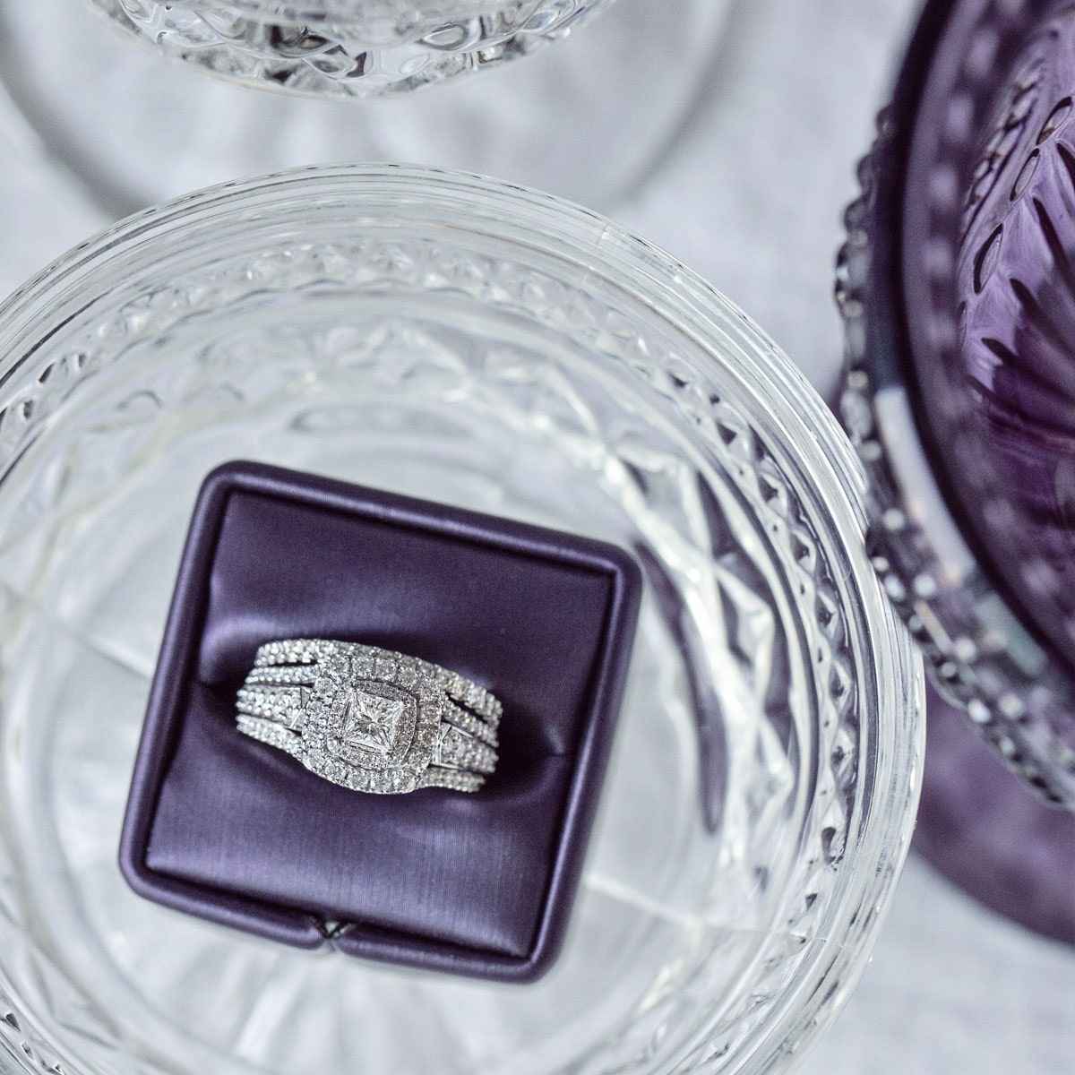 Natural 1-3/4 ct. tw. Princess Cut Diamond Double Halo Wedding Set in 14K White Gold side profile