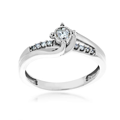 I Promise 1/5 ct. tw. Round Diamond Promise Ring with Miracle Plated Halo in 10K White Gold