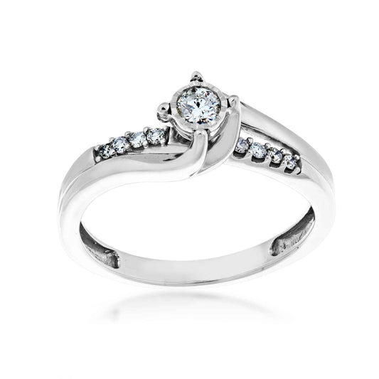 I Promise 1/5 ct. tw. Round Diamond Promise Ring with Miracle Plated Halo in 10K White Gold