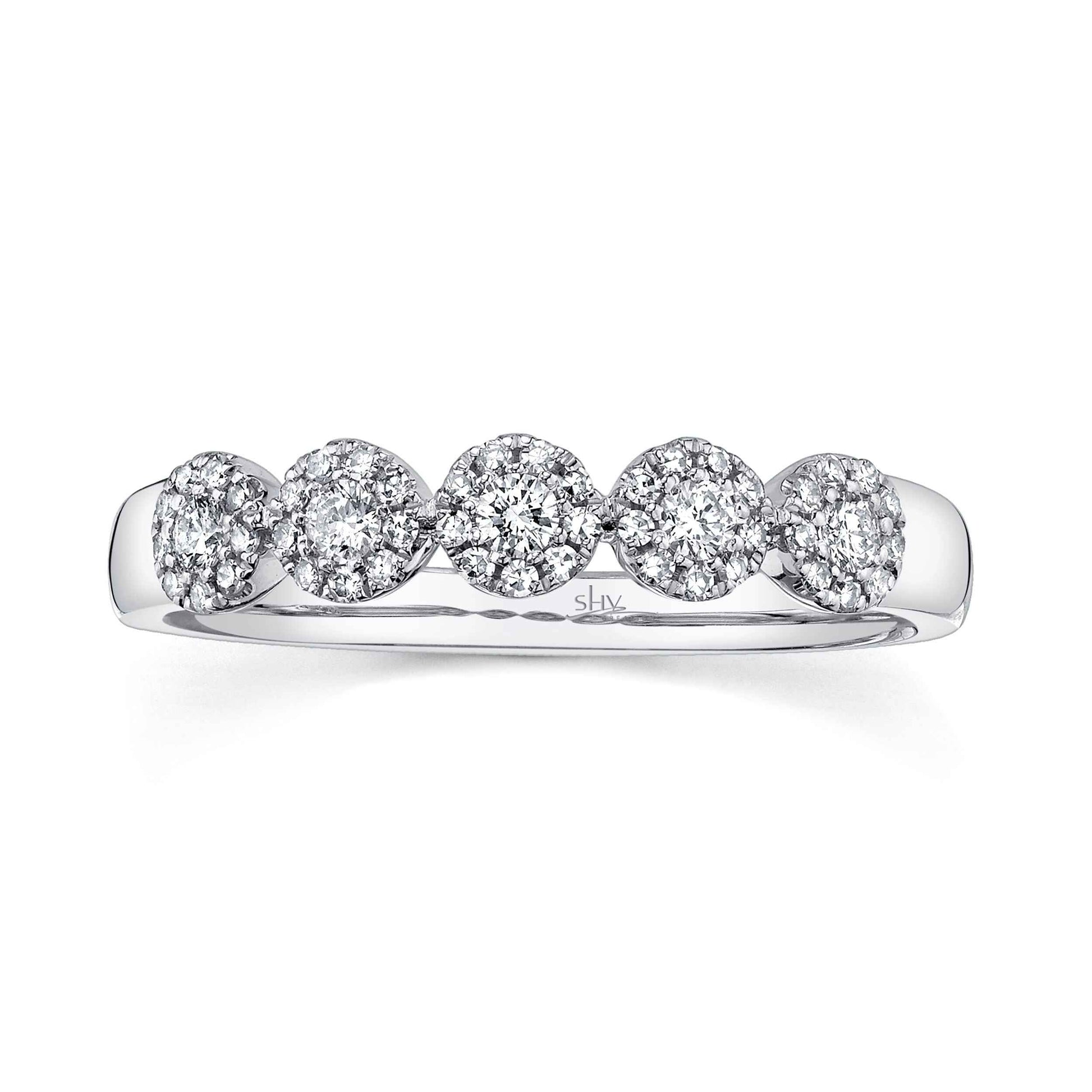 Shy Creation 1/4 ct. tw. Round Diamond Halo Fashion Band in 14K White Gold