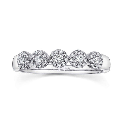 Shy Creation 1/4 ct. tw. Round Diamond Halo Fashion Band in 14K White Gold
