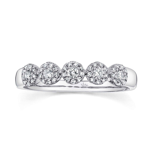Shy Creation 1/4 ct. tw. Round Diamond Halo Fashion Band in 14K White Gold