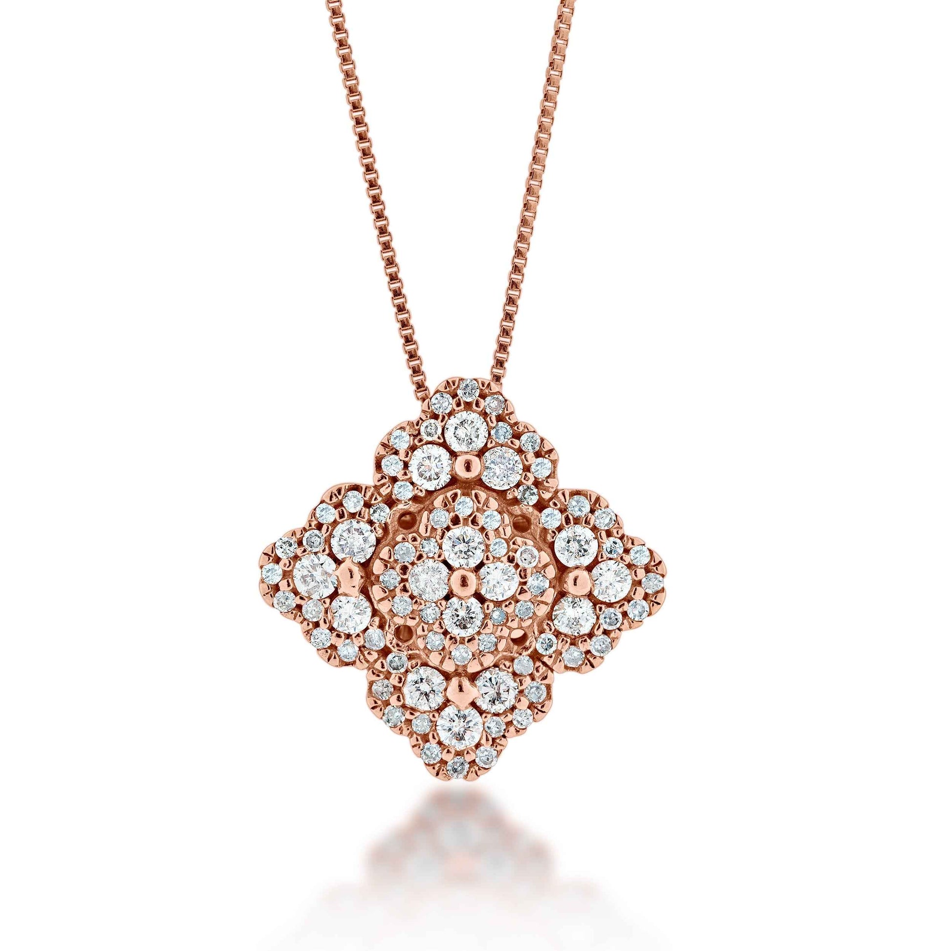 1/2 ct. tw. Cluster Square-Designed Diamond Fashion Pendant in 10K Pink Gold
