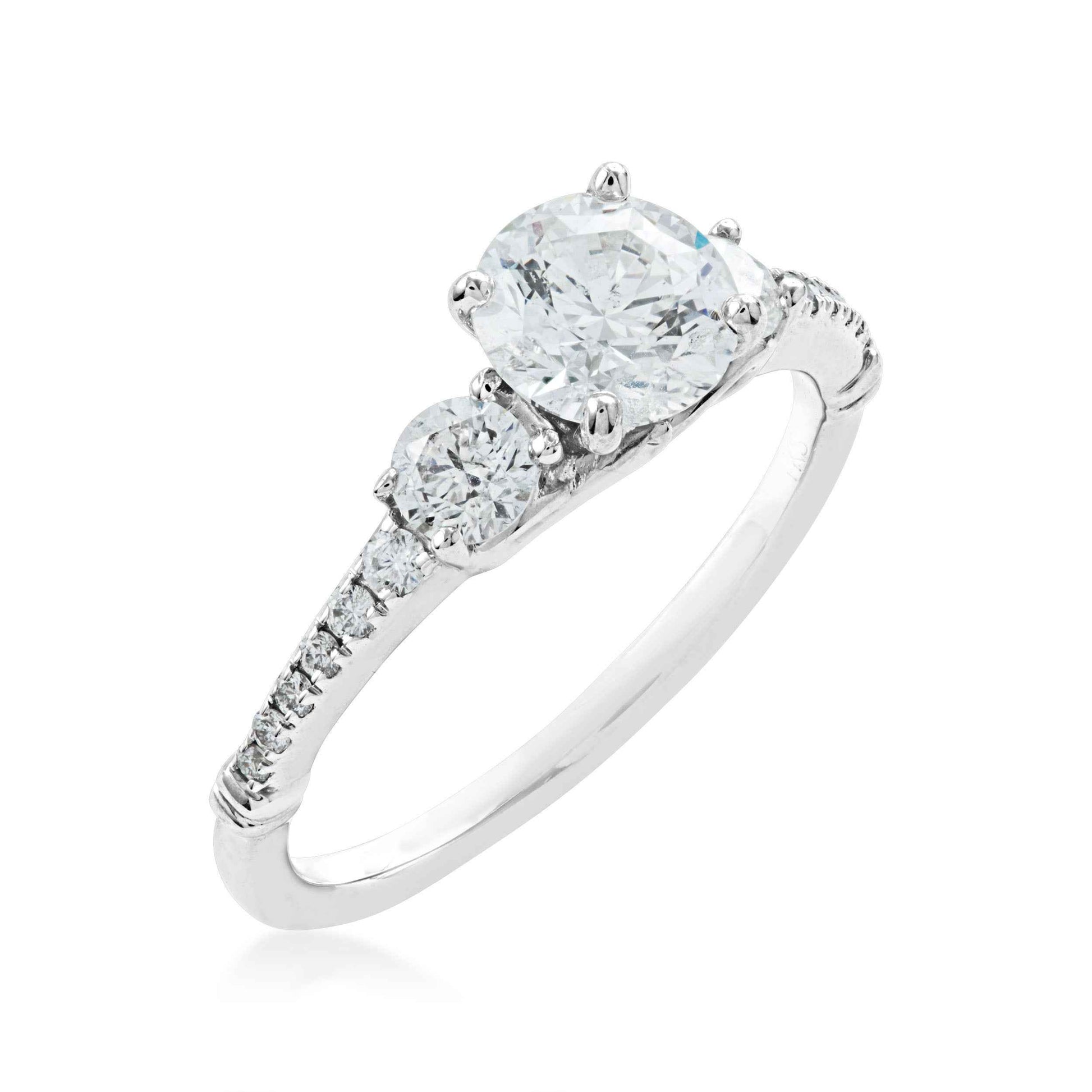 Noventa Elite 1-1/2 ct. tw. 3-Stone Round Diamond Engagement Ring in 14K White Gold front view
