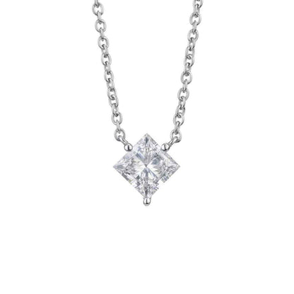 Lightbox 1 ct. tw. Lab-Grown Princess Cut Diamond Solitaire Necklace in 14K White Gold