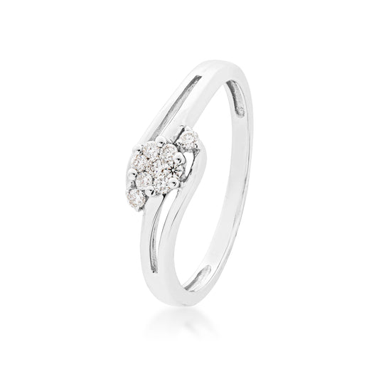 1/8 ct. tw. Round Diamond Cluster Promise Ring in 10K White Gold front view