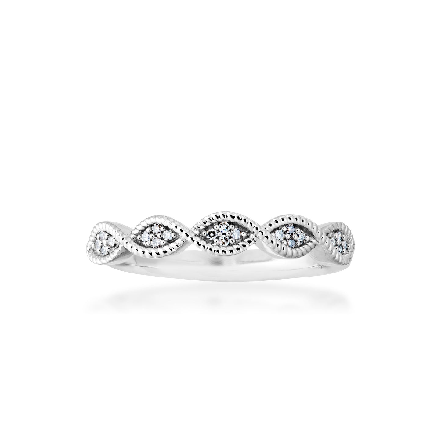 .06 ct. tw. Diamond Cluster Fashion Ring with Milgrain Band Design in 10K White Gold