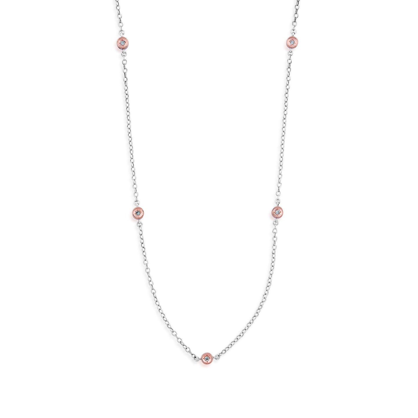 Diamond Fashion Necklace in 10 Kt. White and Pink Gold