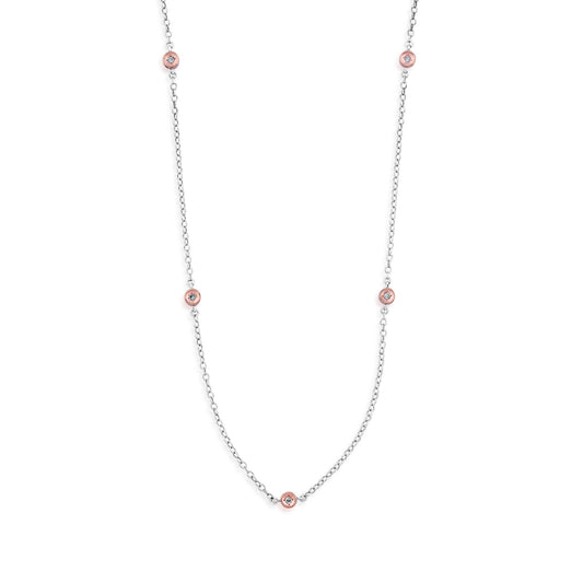 Diamond Fashion Necklace in 10 Kt. White and Pink Gold