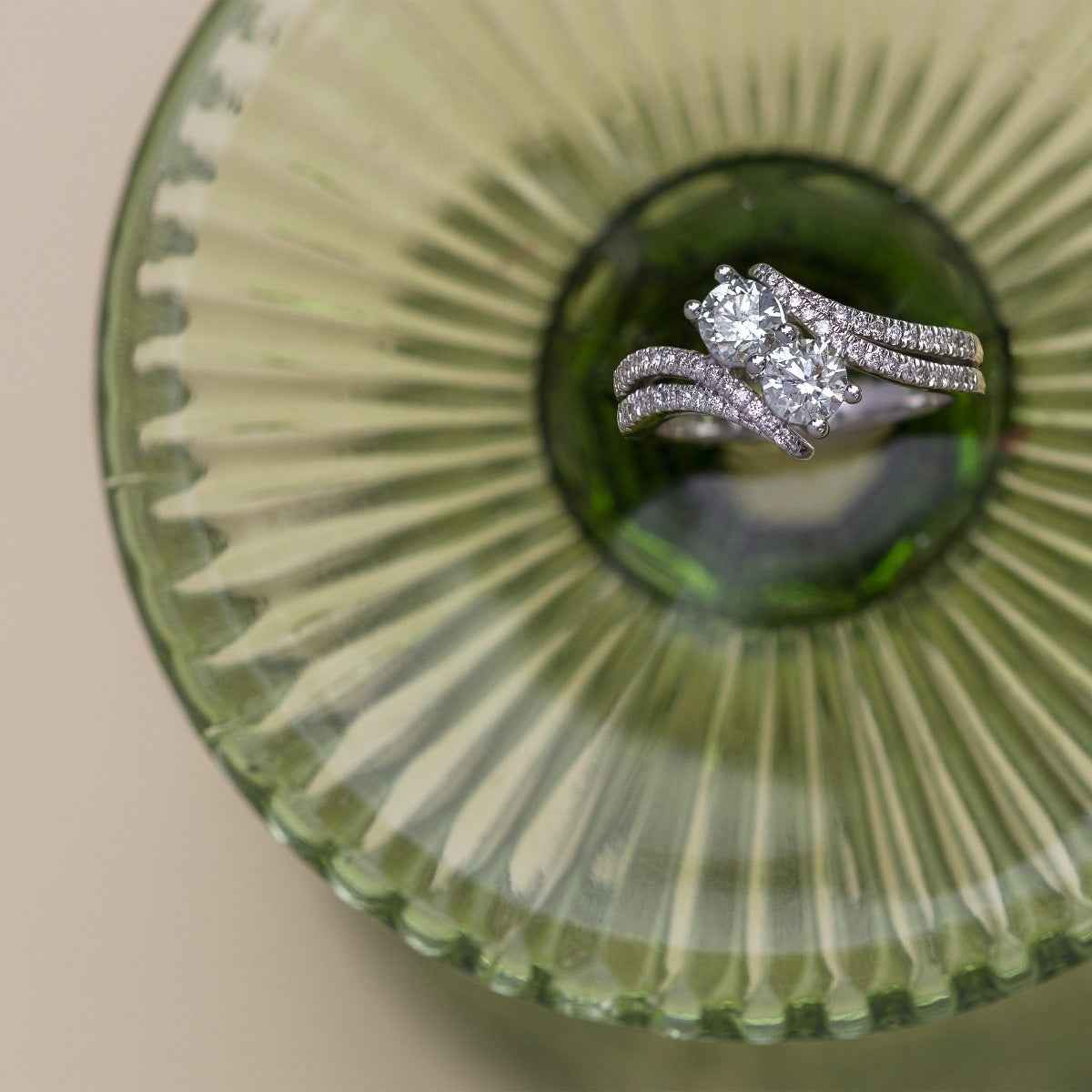 2BeLoved 1-1/5 ct. tw. Round 2-Stone Diamond Ring in 14K White Gold close-up detail