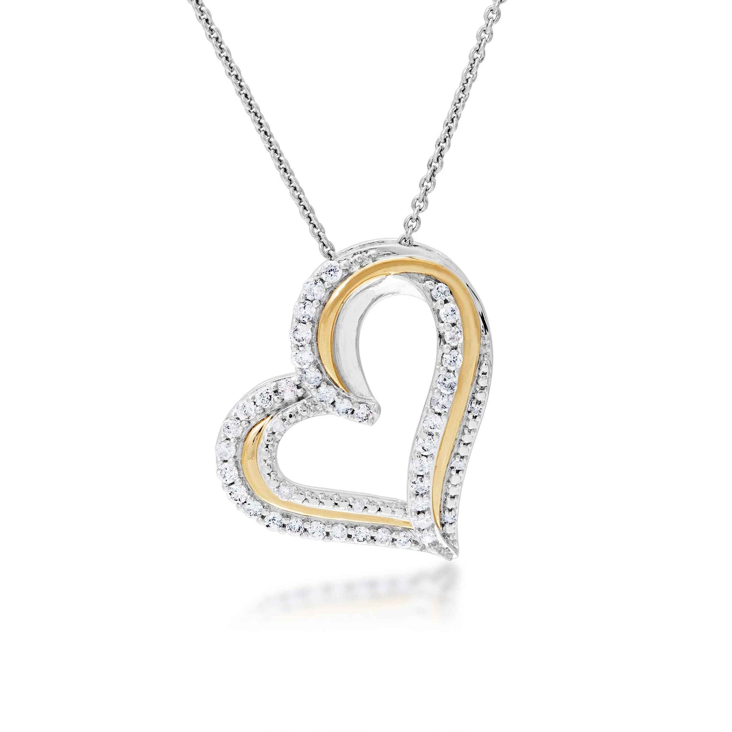 1/2 ct. tw. Diamond Two-Tone Sideways Heart Pendant in Sterling Silver