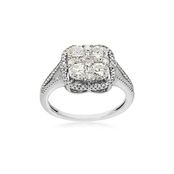 GOLD TAG 1-1/3 ct. tw. Diamond Cushion Cluster Halo Split Shank Ring in 14K White Gold