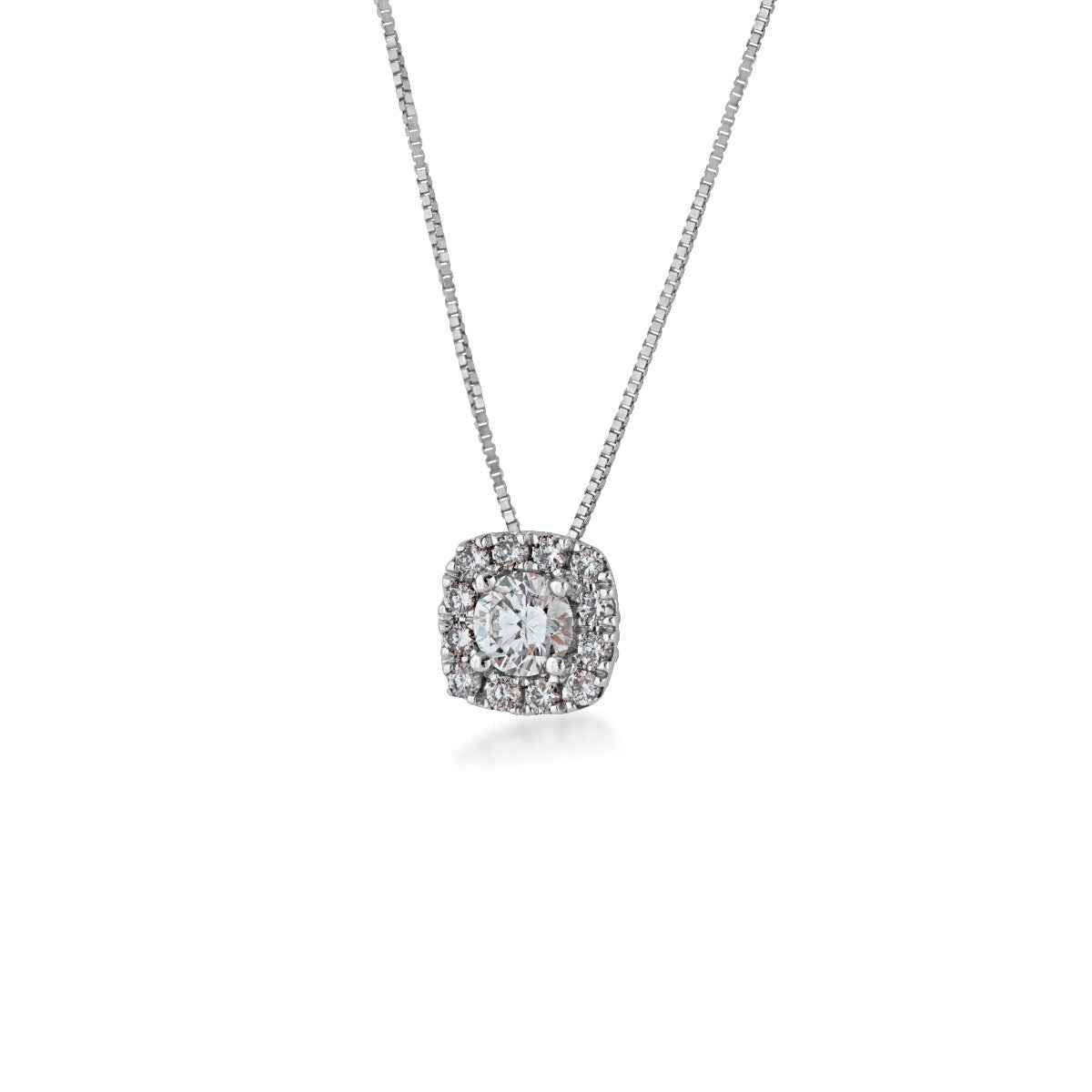 Adamante 1/2 ct. tw. Lab-Grown Diamond Halo Pendant in 10K White Gold