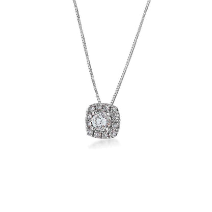 Adamante 1/2 ct. tw. Lab-Grown Diamond Halo Pendant in 10K White Gold