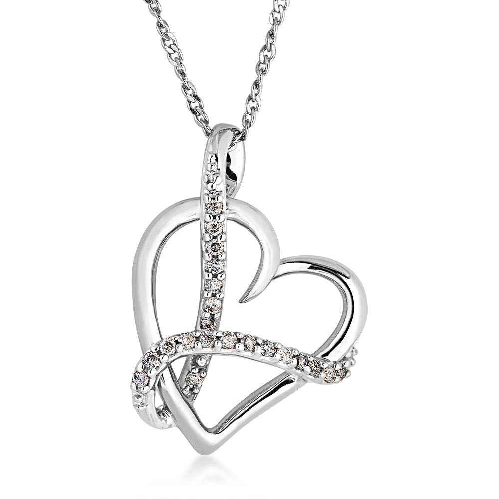 1/10 ct. tw. Diamond Wrapped Heart Pendant in 10K White Gold