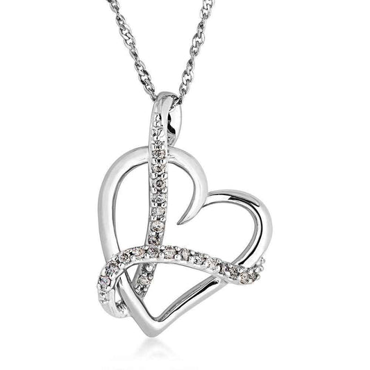 1/10 ct. tw. Diamond Wrapped Heart Pendant in 10K White Gold