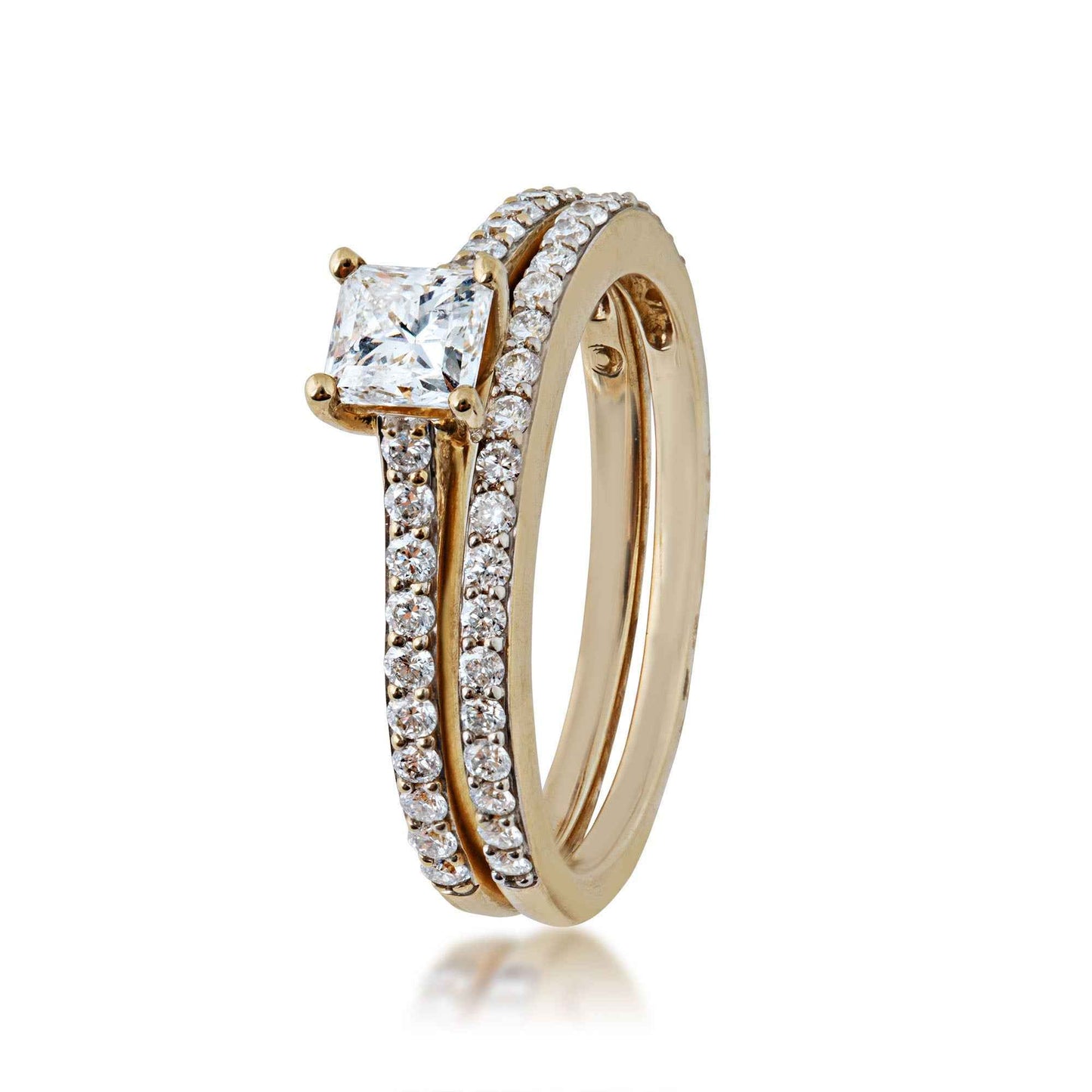 Noventa 1 ct. tw. Princess Cut Diamond Wedding Set in 14K Yellow Gold