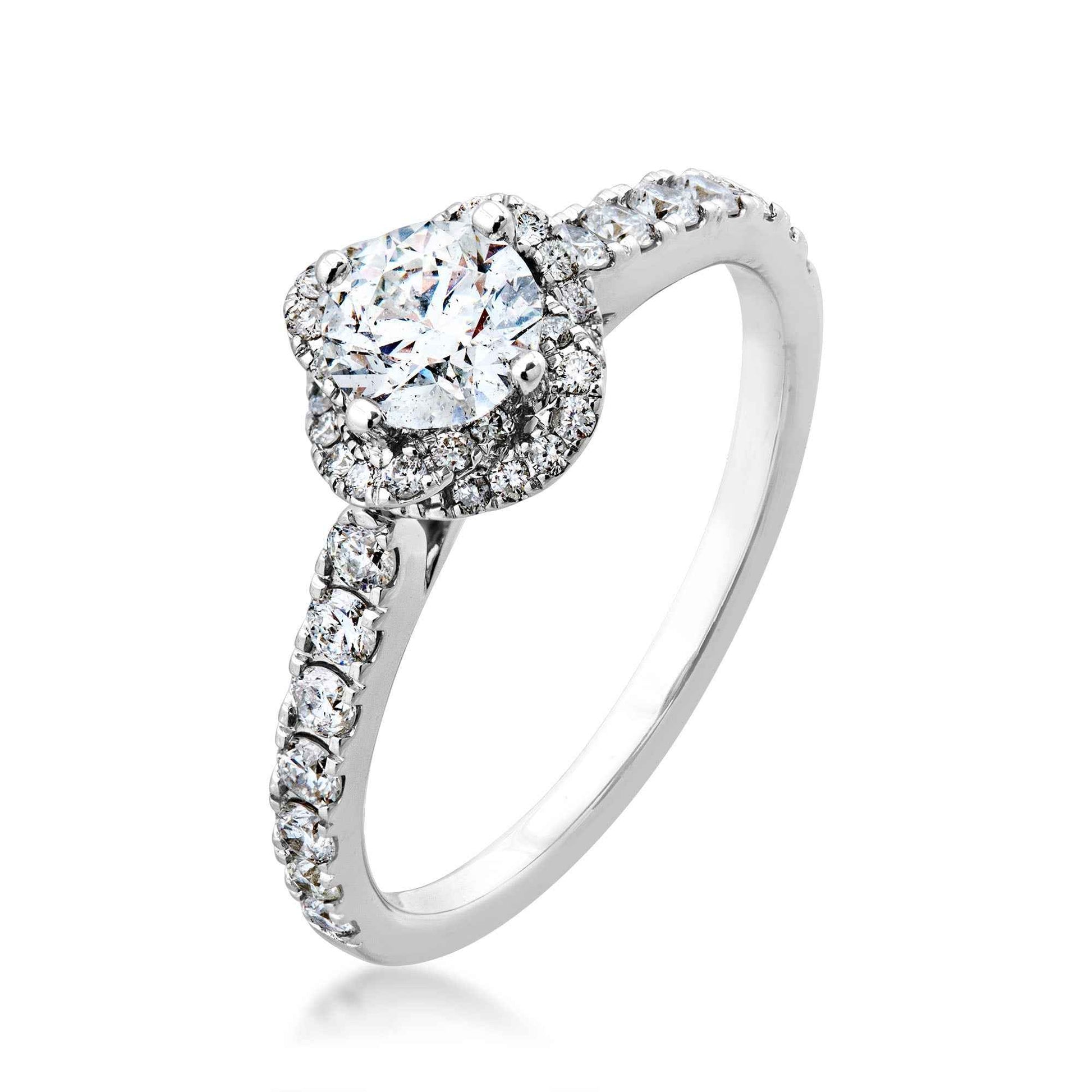 Amaura Collection 1 ct. tw. Round Wrapped Halo Diamond Engagement Ring in 14K White Gold front view