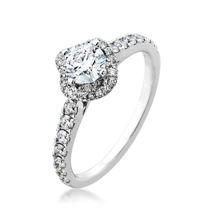 Amaura Collection 1 ct. tw. Round Wrapped Halo Diamond Engagement Ring in 14K White Gold front view