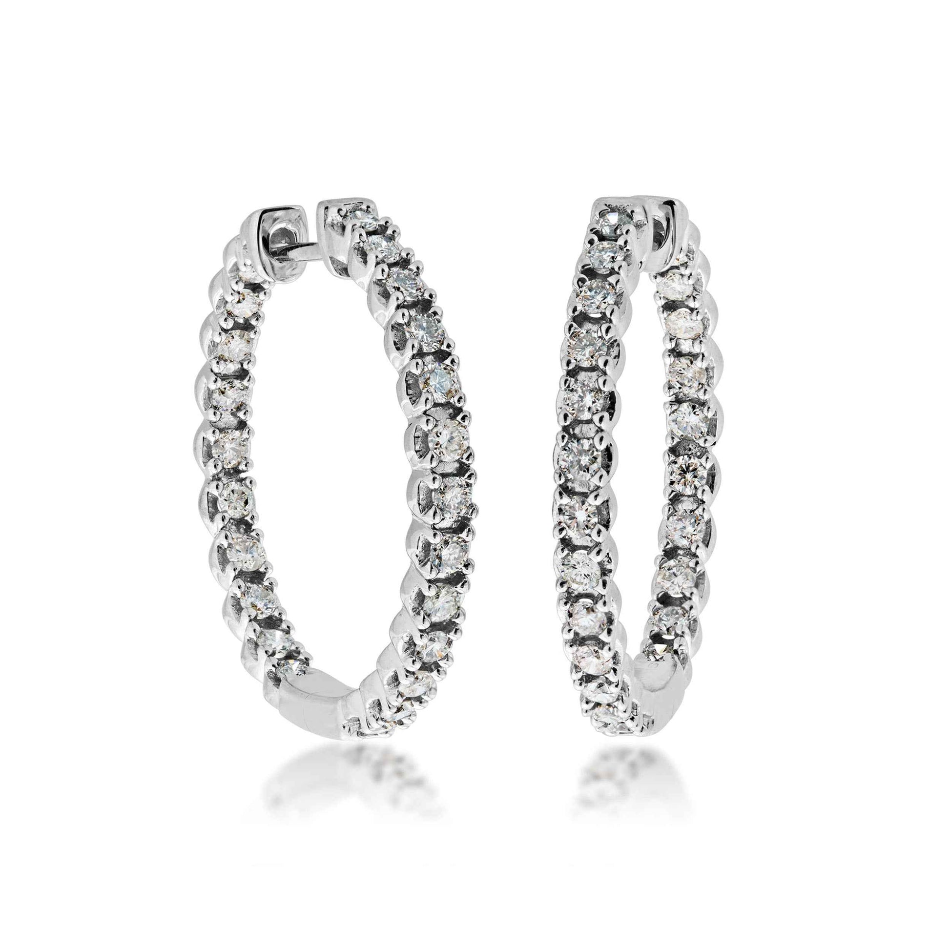 1/2 ct. tw. Inside Out Diamond Hoop Earrings in 10K White Gold