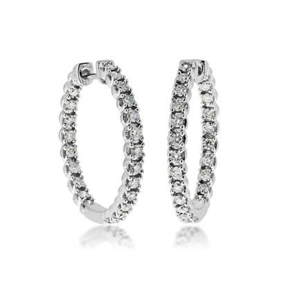 1/2 ct. tw. Inside Out Diamond Hoop Earrings in 10K White Gold