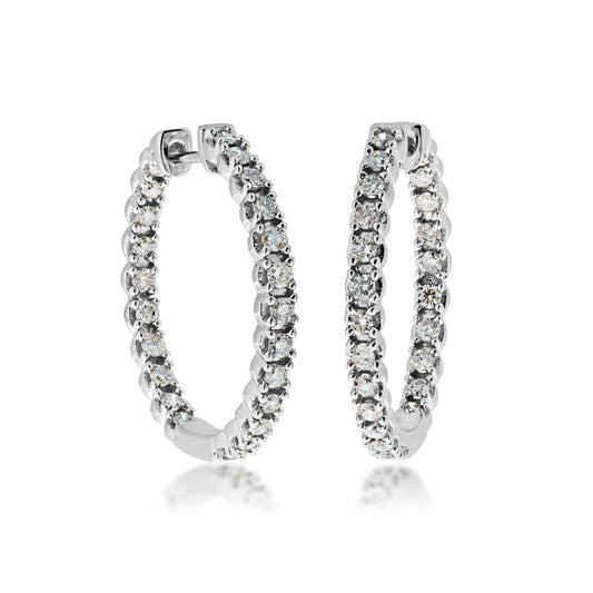 1/2 ct. tw. Inside Out Diamond Hoop Earrings in 10K White Gold