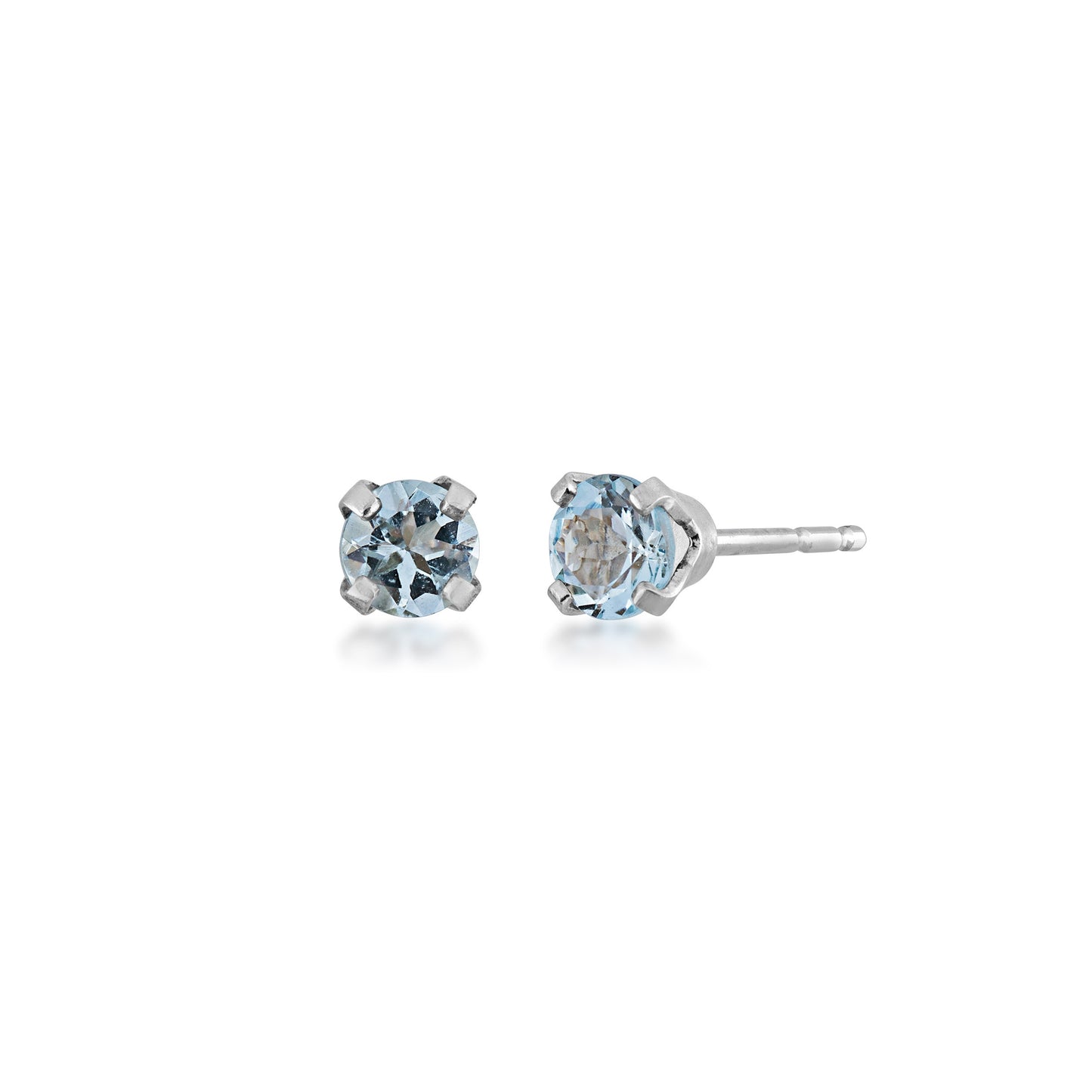 4MM Round Blue Zirconia Solitaire Earrings in 10K White Gold