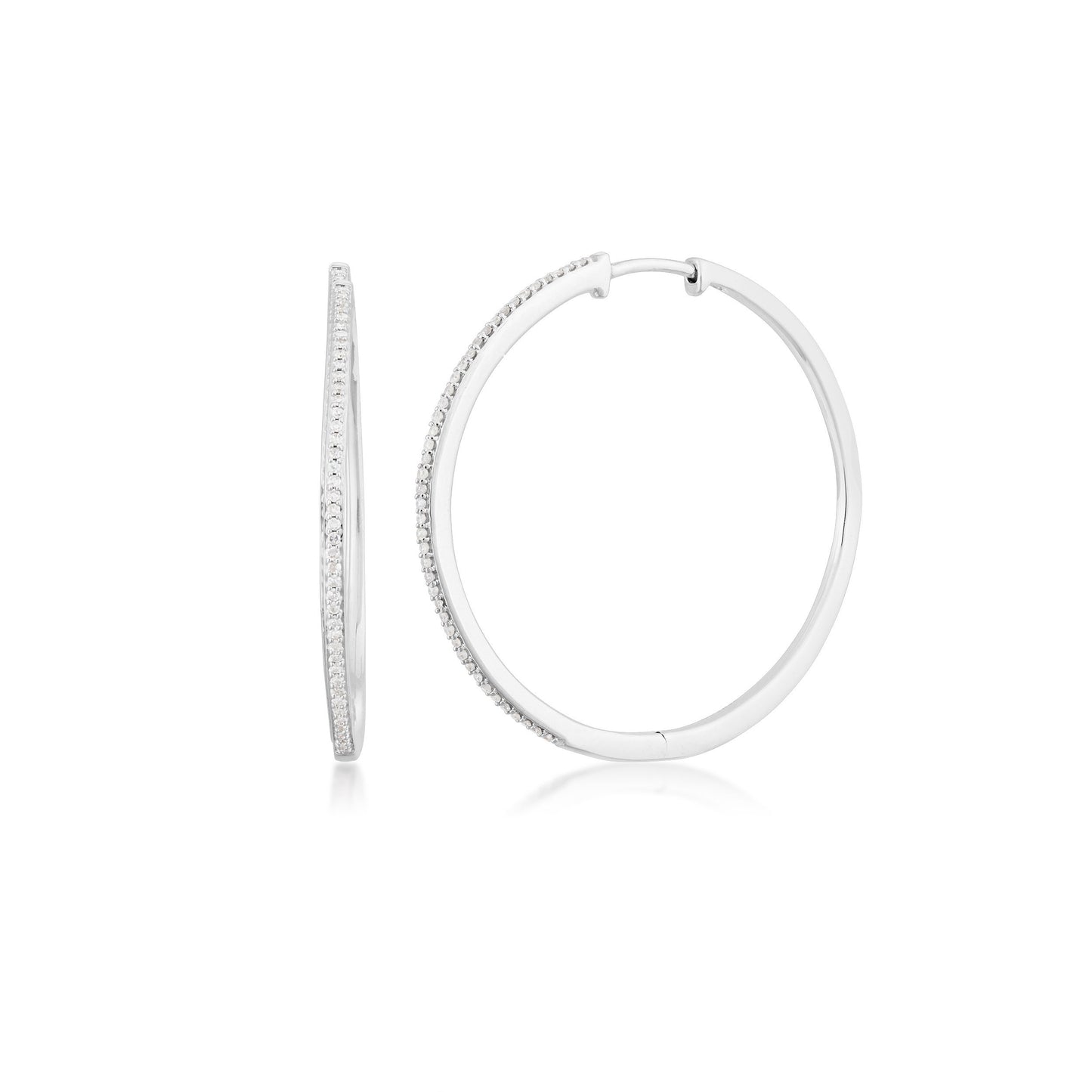 1/4 ct. tw. Diamond Pave Hoop Earrings in Sterling Silver